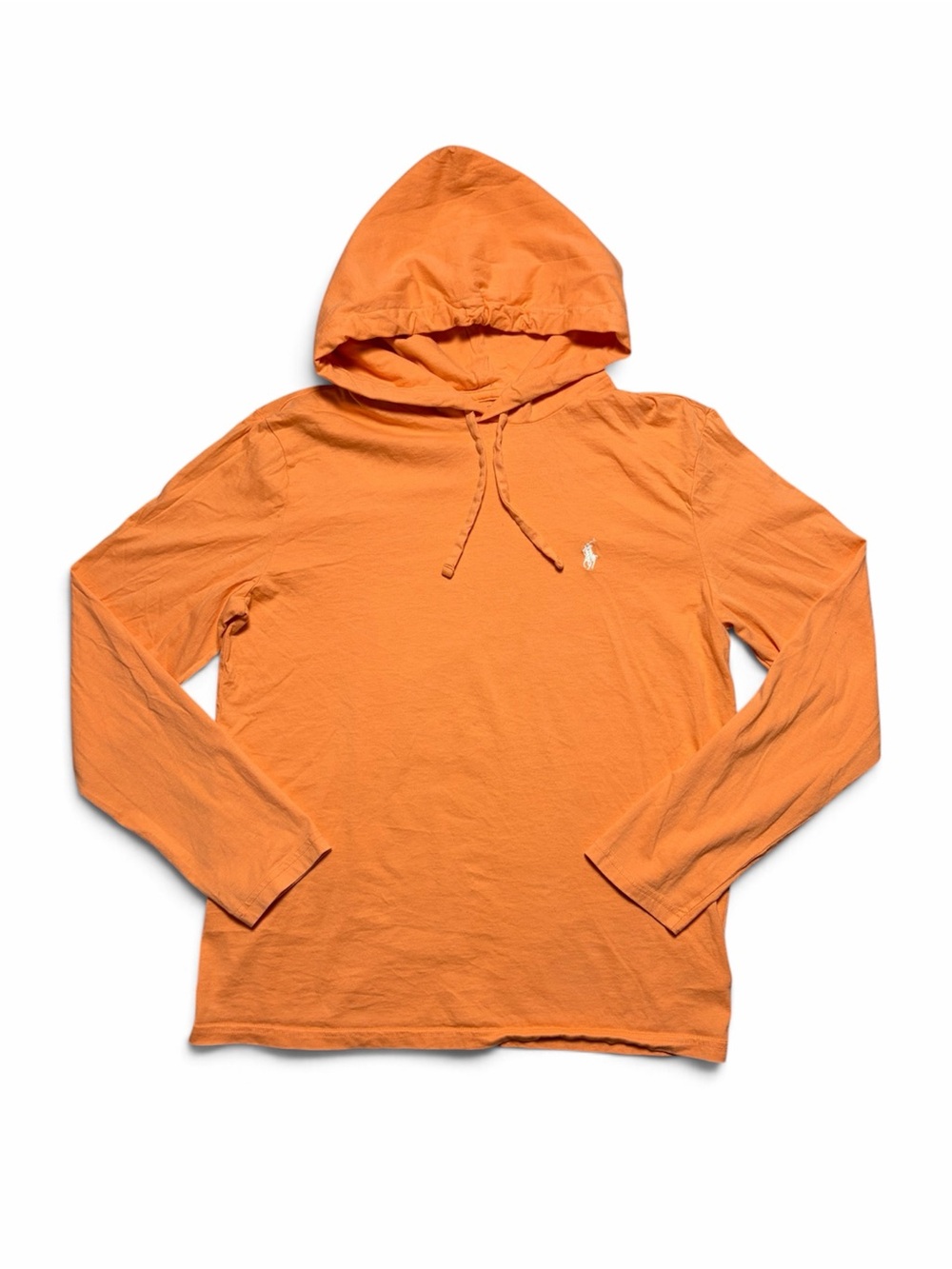 Polo Ralph Lauren Men's Small Orange Hooded Long Sleeve T-Shirt Cotton